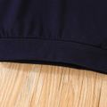 2pcs Baby Boy Long-sleeve Striped Spliced Hoodie and Badge Detail Sweatpants Set Tibetanblue image 5