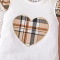 2pcs Baby Girl Sleeveless Plaid Romper Sets White image 5