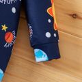 Baby Boy All Over Solar System Planets and Letter Print Dark Blue Long-sleeve Jumpsuit Deep Blue image 4