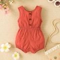 Baby Girl 100% Cotton Button Front Tank Romper Brick red image 1