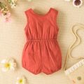 Baby Girl 100% Cotton Button Front Tank Romper Brick red image 5