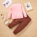 2-piece Toddler Girl Animal Elephant Print Sweatshirt and Polka dots Pants Set Pink