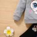 2-piece Toddler Girl Cat Print Pullover Sweatshirt and Leopard Print Pants Set Grey image 3
