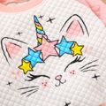 2-piece Toddler Girl Unicorn Print Textured Colorblock Sweatshirt and Stars Embroidered Pants Set Pink