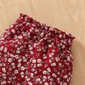 2 قطعة طفلة 95٪ قطن طويل الأكمام قميص من النوع الثقيل بطبعة أرنب الكرتون ومجموعة بنطلون طباعة الأزهار أحمر image 5
