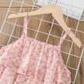 2pcs Toddler Girl Floral Print Layered Camisole and Elasticized Solid Color Shorts Set Pink image 1