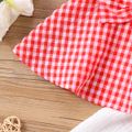 2pcs Toddler Girl 100% Cotton Bowknot Design Plaid Camisole and White Shorts Set Red