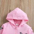 Baby Girl 95% Cotton Long-sleeve Butterfly Print Hooded Zip Jacket Pink image 3