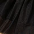 Toddler Girl Letter Print Mesh Splice Long-sleeve Black Dress Black