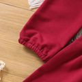 Toddler Girl Colorblock Stand Collar Zipper Design Waist Long-sleeve Dress Burgundy