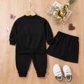 3pcs Toddler Girl Butterfly Print Black Sweatshirt & Shorts and Pants Set Black