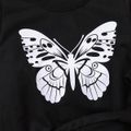 3pcs Toddler Girl Butterfly Print Black Sweatshirt & Shorts and Pants Set Black
