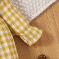 Baby Girl 100% Cotton Gingham Floral Embroidered Ruffle Trim Long-sleeve Jumpsuit Ginger image 5