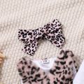 3pcs Baby Girl Cotton Ruffle Long-sleeve Graphic Jumpsuit and Leopard Fuzzy Vest with Headband Set OffWhite image 4