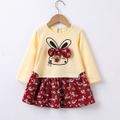 Baby / Toddler Faux-two Bunny Print Floral Dresses Red image 1