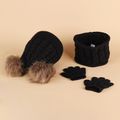 4-pack Baby / Toddler Pompon Knitted Beanie Hat and Scarf and Glove set Black