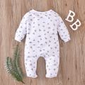 Baby Boy/Girl 95% Cotton Long-sleeve Footed Letter Print Jumpsuit Red/White image 2