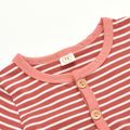 Stripe Print Short-sleeve Baby Jumpsuit Pink