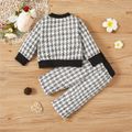 Baby 2pcs Long Sleeve Plaid Cardigan Coat and Trouser Princess Formal Outfits White