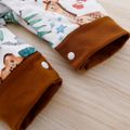 2pcs Baby Boy/Girl All Over Cartoon Animals and Leaves Print Long-sleeve Jumpsuit Set Brown