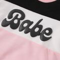 2pcs Baby Girl Letter Print Colorblock Long-sleeve Sweatshirt and Trousers Set Pink