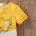 Kurzärmliges T-Shirt mit Colorblock-Print für Jungen/Mädchen gelb