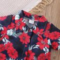 Baby Boy All Over Red Floral Print Shirt Collar Short-sleeve Snap Jumpsuit Red