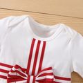Baby Boy/Girl Striped Ribbon Bowknot Design Long-sleeve Romper White