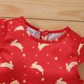 Easter Baby Girl All Over Rabbit Print Red Cap Sleeve Bowknot Dress Red