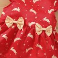 Easter Baby Girl All Over Rabbit Print Red Cap Sleeve Bowknot Dress Red