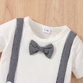 2pcs Baby Boy Cotton Short-sleeve Gentleman Bow Tie Tee and Pinstriped Shorts Set Grey