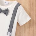 2pcs Baby Boy Cotton Short-sleeve Gentleman Bow Tie Tee and Pinstriped Shorts Set Grey