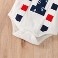 2pcs Baby Boy 95% Cotton Short-sleeve Anchor Print Bow Tie Romper and Shorts Set White