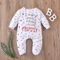 Baby Boy/Girl 95% Cotton Long-sleeve Footed Letter Print Jumpsuit Red/White image 1