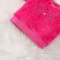 2pcs Baby Boy Animal Embroidered Thickened Fuzzy Long-sleeve Pullover and Allover Print Pants Set Hot Pink image 4