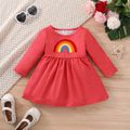 2-Pack Baby Girl Rainbow and Graffiti Floral Print Long-sleeve Dresses Set MultiColour image 3