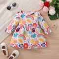 2-Pack Baby Girl Rainbow and Graffiti Floral Print Long-sleeve Dresses Set MultiColour image 5