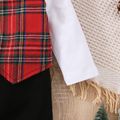 Christmas Baby Boy 95% Cotton Gentleman Bow Tie Red Plaid Long-sleeve Faux-two Jumpsuit Party Outfits Red image 5