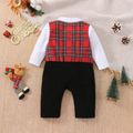 Christmas Baby Boy 95% Cotton Gentleman Bow Tie Red Plaid Long-sleeve Faux-two Jumpsuit Party Outfits Red image 2