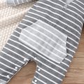 Baby Boy/Girl Grey Striped Hooded Long-sleeve Spliced Jumpsuit Grey image 5