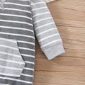 Baby Boy/Girl Grey Striped Hooded Long-sleeve Spliced Jumpsuit Grey image 4