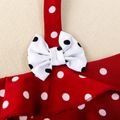 Toddler Girl Polka dots Ruffled Bowknot Design Cami Dress Red