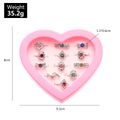 Conjuntos de 12 anéis de pedras preciosas de strass anéis de joias infantis com vitrine em formato de coração para meninas (padrão aleatório) Multicolorido image 5