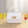 borsa a tracolla a tracolla con tracolla a tracolla con manico superiore con perle finte in rilievo per bambino / bambino Bianco image 1