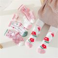 5-pairs Toddler / Kid Bow Decor Floral Pattern Socks Set Pink image 1