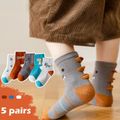 5 pairs Toddler Cute Cartoon Dinosaur Socks Set Multi-color image 1