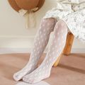 Toddler / Kid Polka Dots Pattern Mesh Thin Pantyhose White image 2