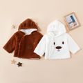 Baby / Toddler Adorable Bear Decor Solid Fleece Warm Hooded Coat  White