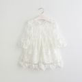 Baby / Toddler Girl Pretty Solid Floral Lace Decor Long-sleeve Dresses White image 2