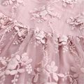 Baby / Toddler Girl Pretty Solid Floral Lace Decor Long-sleeve Dresses Dark Pink